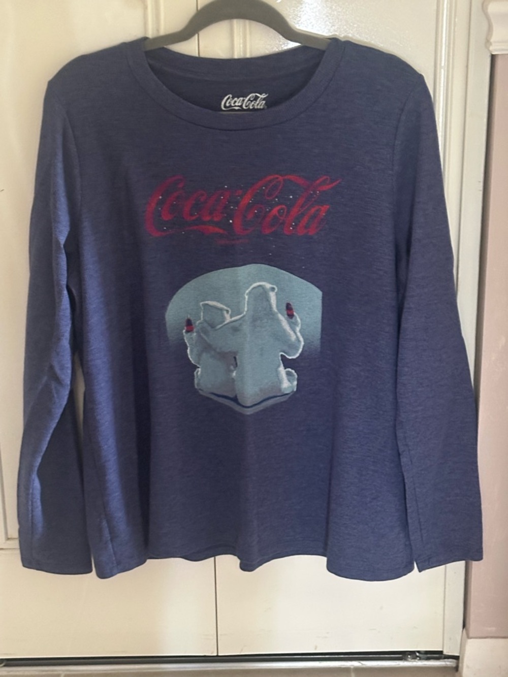 Coca Cola Long Sleeve Navy Tee with Red Logo and Polar Bear